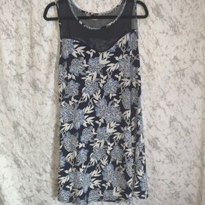 SJS Navy and White Floral Swing Dress Size Medium